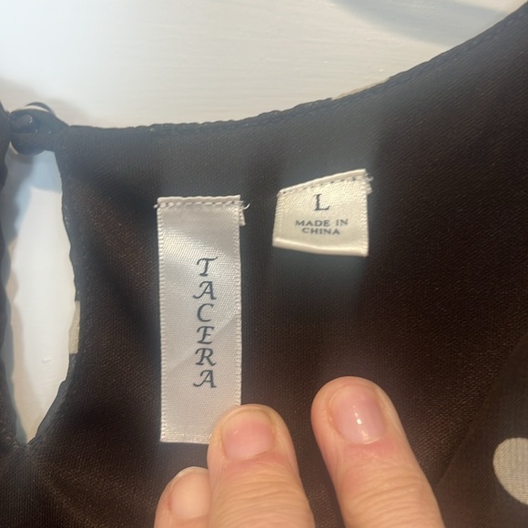 Tacera Brown and White polka dot Casual Dress size large. - Picture 7 of 10